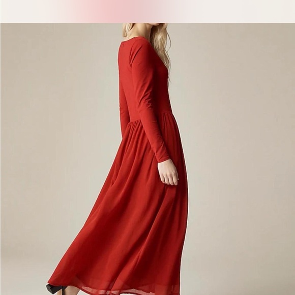 NWOT J.crew Red Long Sleeve Dress - Picture 2 of 8